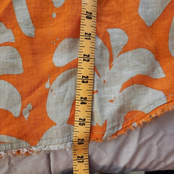 Tommy Bahama palm print orange button short sleeve blouse top shirt - Picture 3 of 8